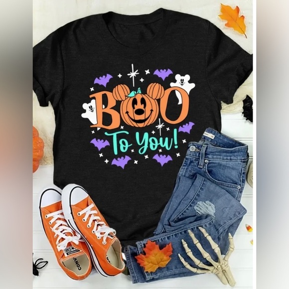 Tops - Disneys Halloween Mickey Mouse Shaped Pumpkin Inspired Graphic T-Shirt